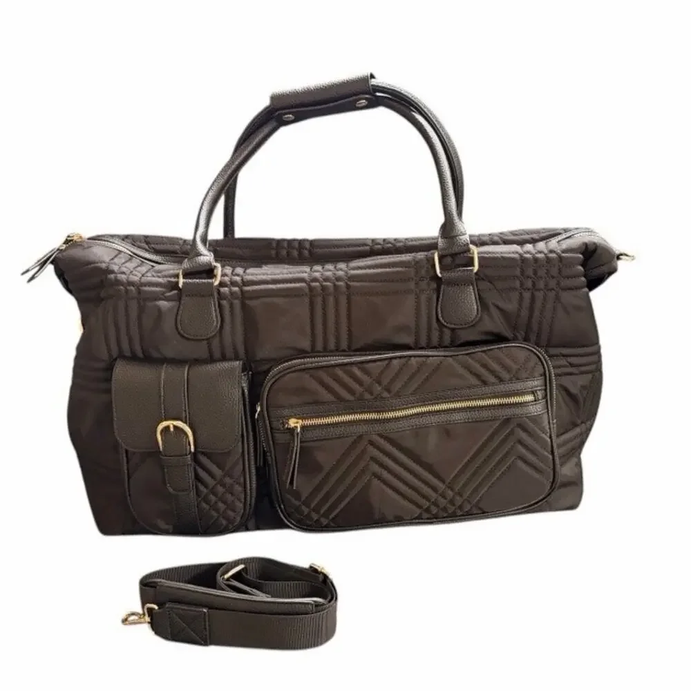 Tommy Bahama Black Quilted Weekender Travel Tote